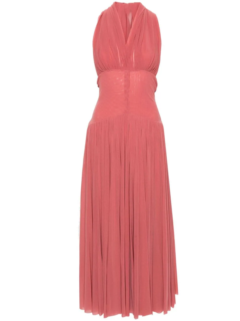 Abito maxi in rete con scollo all'americana in rosa - donna