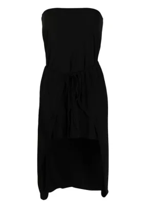 Abito midi senza spalline in nero - donna