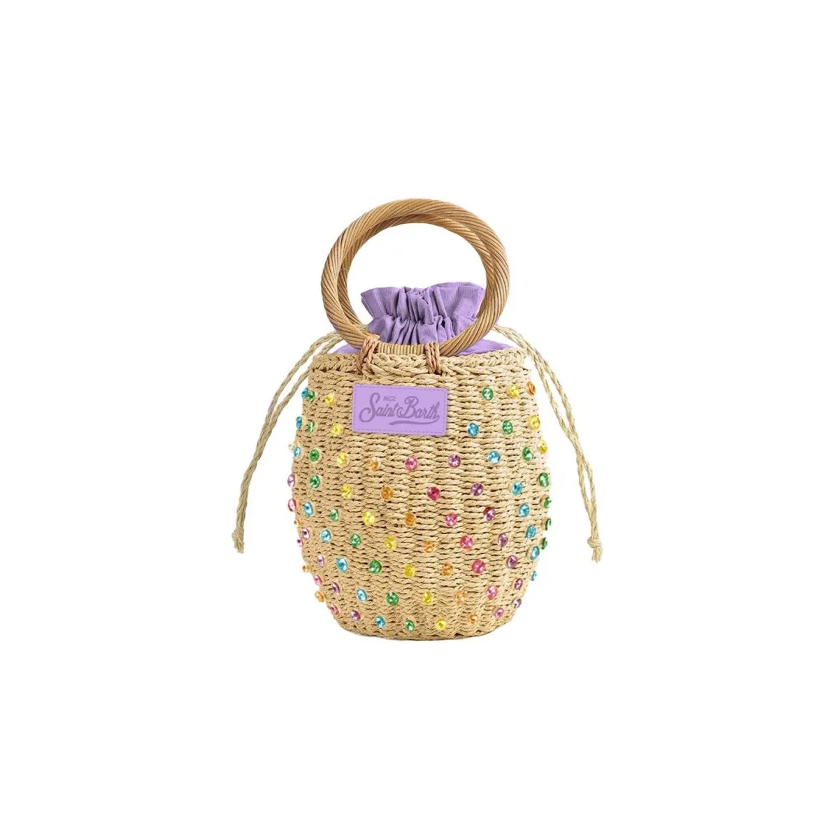 Borsa Rattan Bucket Strass Multi