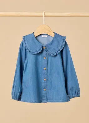 Camicia IANA in denim di puro cotone neonata