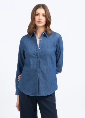 Camicia in denim di puro cotone donna