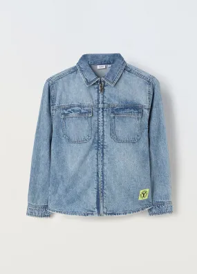 Camicia in denim di puro cotone ragazzo