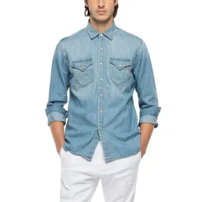 Camicia in Denim Texana Effetto Vintage 05 Year, Blu