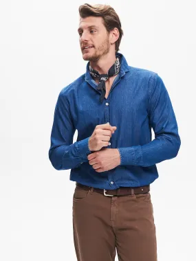      Camicia in Denim Uomo Lavaggio Medio Blu QB24     