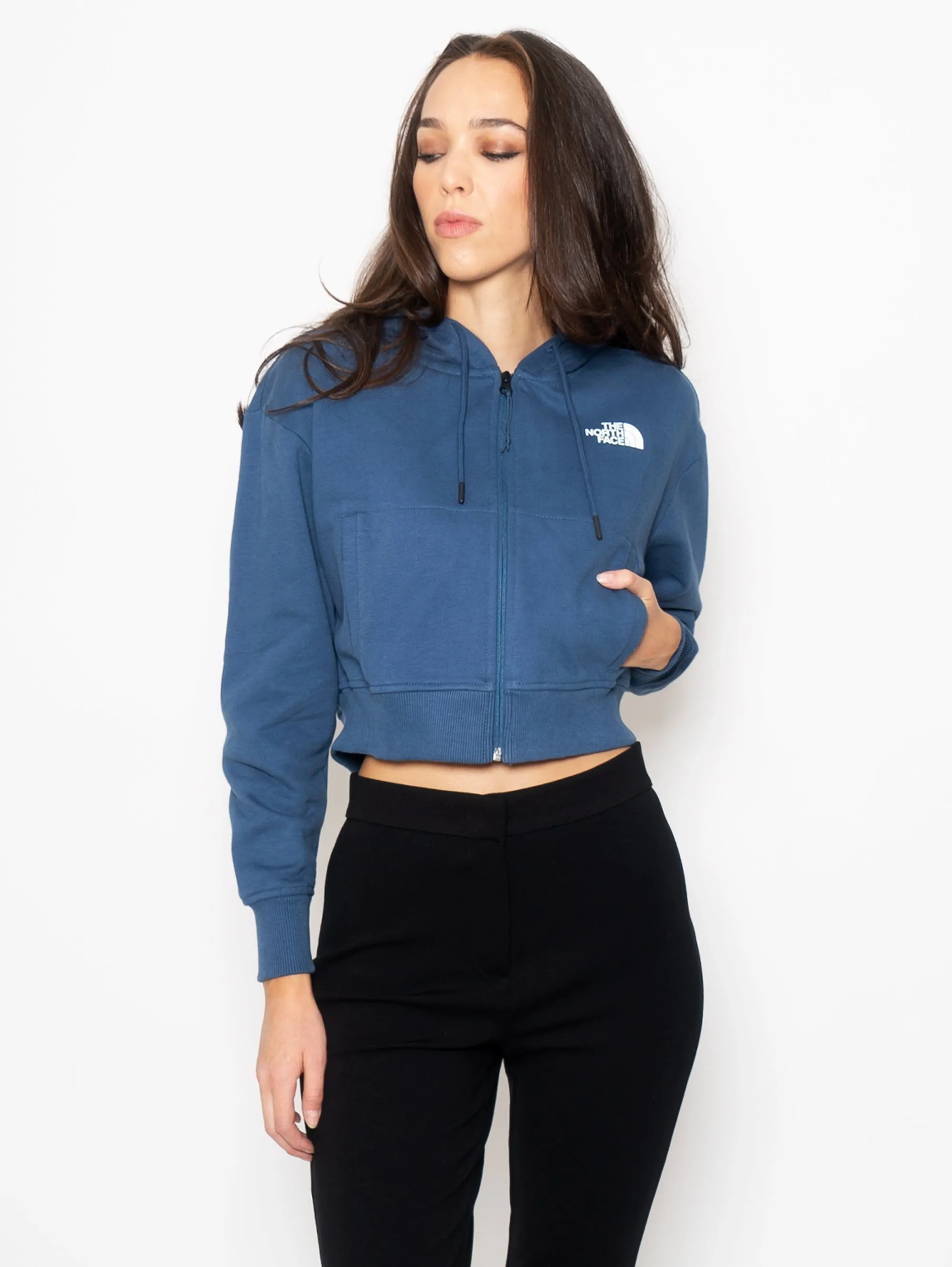 Felpa Cropped Blu