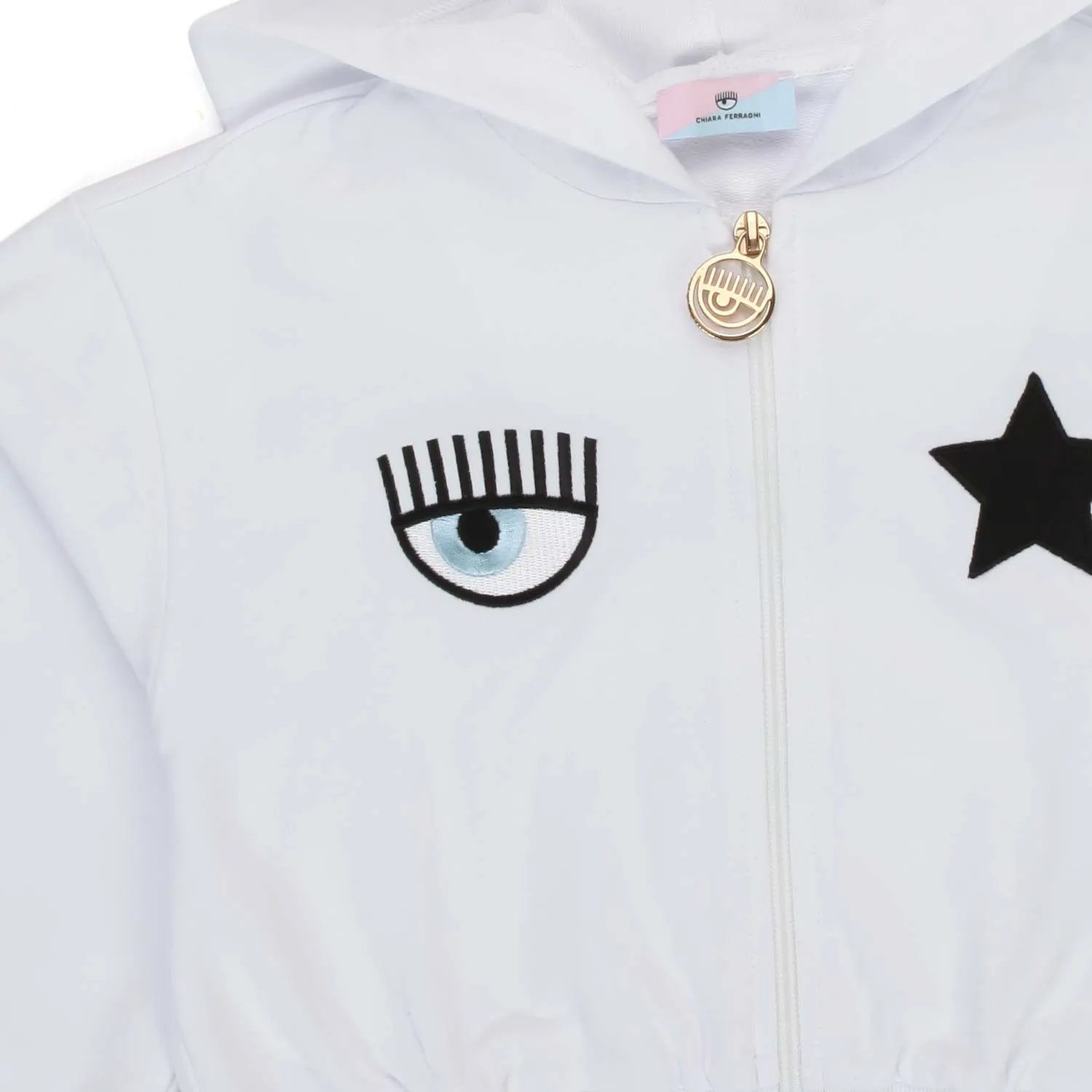 Felpa Cropped Eye Star Bianca Bambina