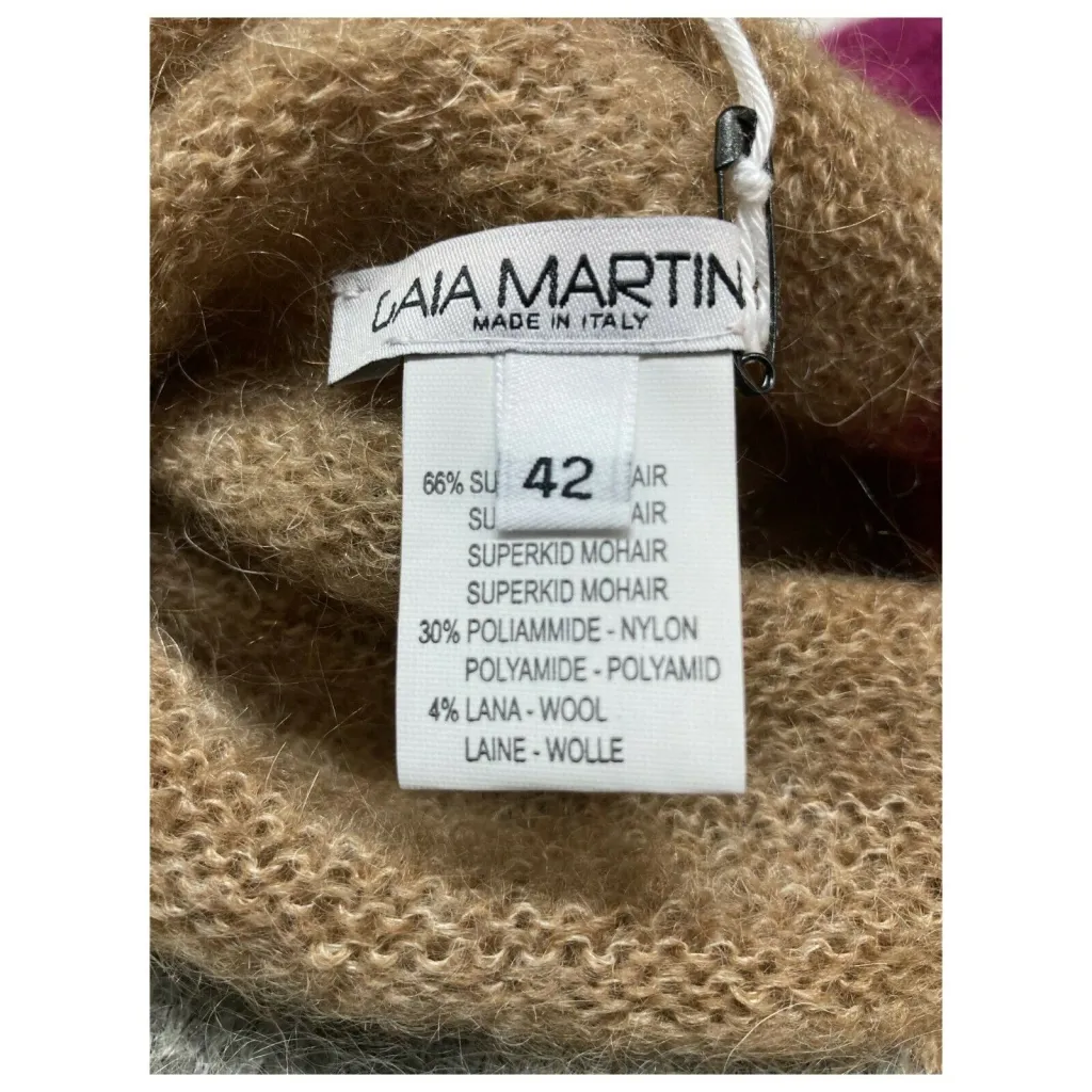 GAIA MARTINO maxi maglia donna mohair nero/cammello/bluette/fuxia art GM35 MADE IN ITALY