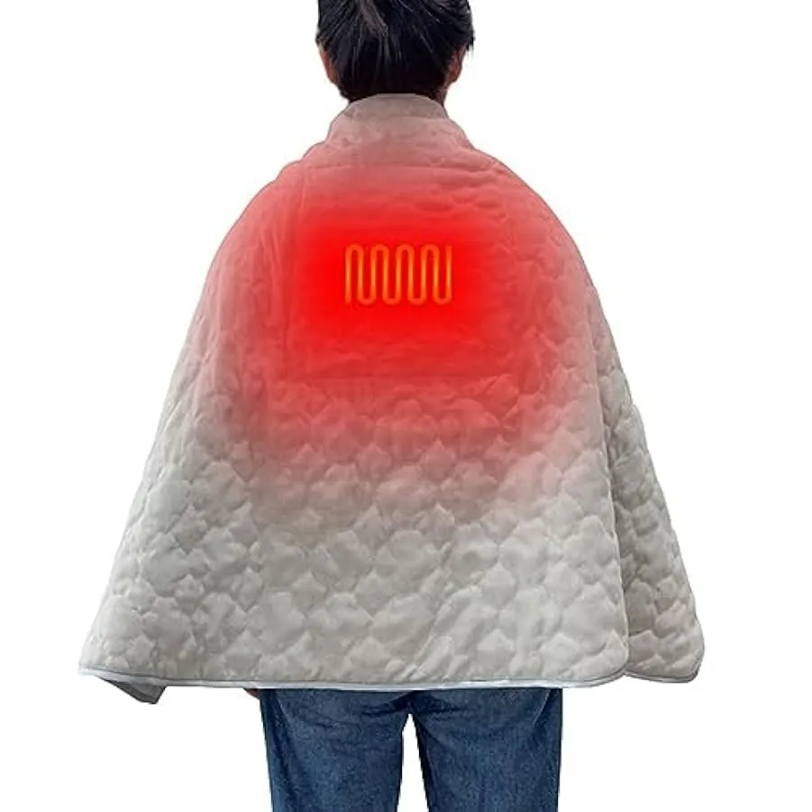 Knadgbft Coperta riscaldante scialle portatile poncho wrap regolabile 3 livelli di temperatura 141120112