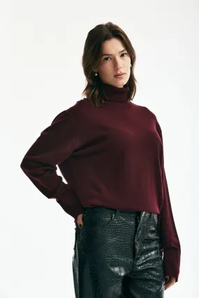 Maglia dolcevita bordeaux lana/cashmere 