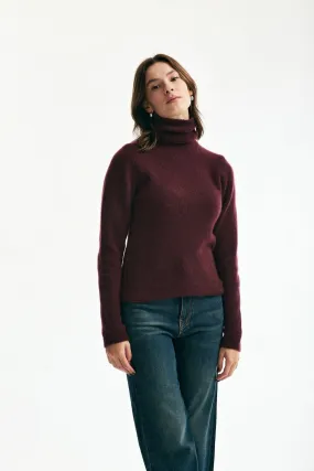 Maglia in cachemire e seta bordeaux 