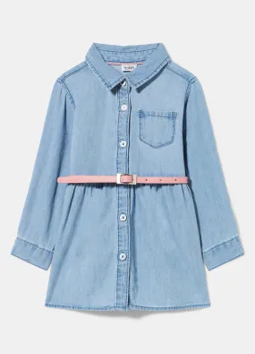 Maxi camicia in denim di cotone neonata