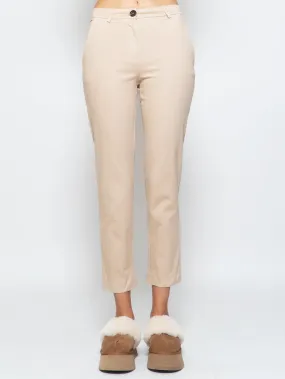 Pantalone Chino in Gabardina Stretch Beige