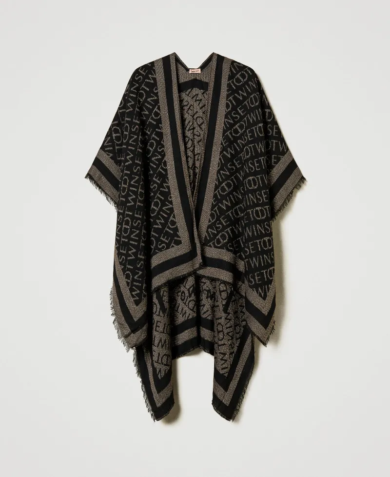 Poncho jacquard con logo