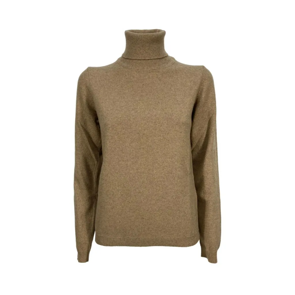 RE_BRANDED maglia donna slim cammello Z1WA03 85% cashmere riciclato 15% altre fibre MADE IN ITALY