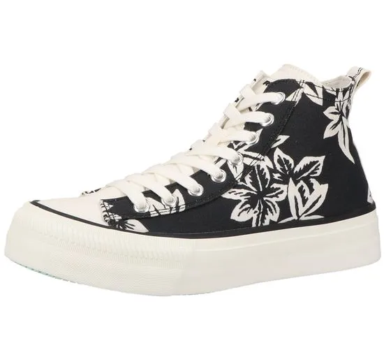 REPLAY sneakers alte da donna con logo lettering e stampa floreale C0001T 0008 bianco/nero