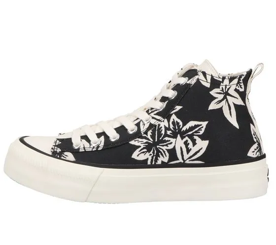 REPLAY sneakers alte da donna con logo lettering e stampa floreale C0001T 0008 bianco/nero