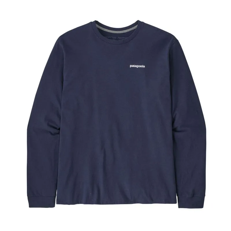 T-shirt a maniche lunghe da uomo Patagonia L/s P-6 Logo Responsabili-tee (Classic Navy)