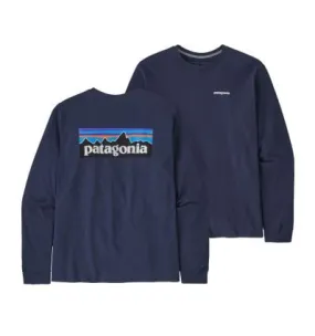 T-shirt a maniche lunghe da uomo Patagonia L/s P-6 Logo Responsabili-tee (Classic Navy)