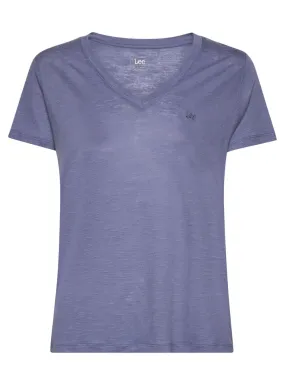 T-shirt Donna scollo a V in Surf Blue