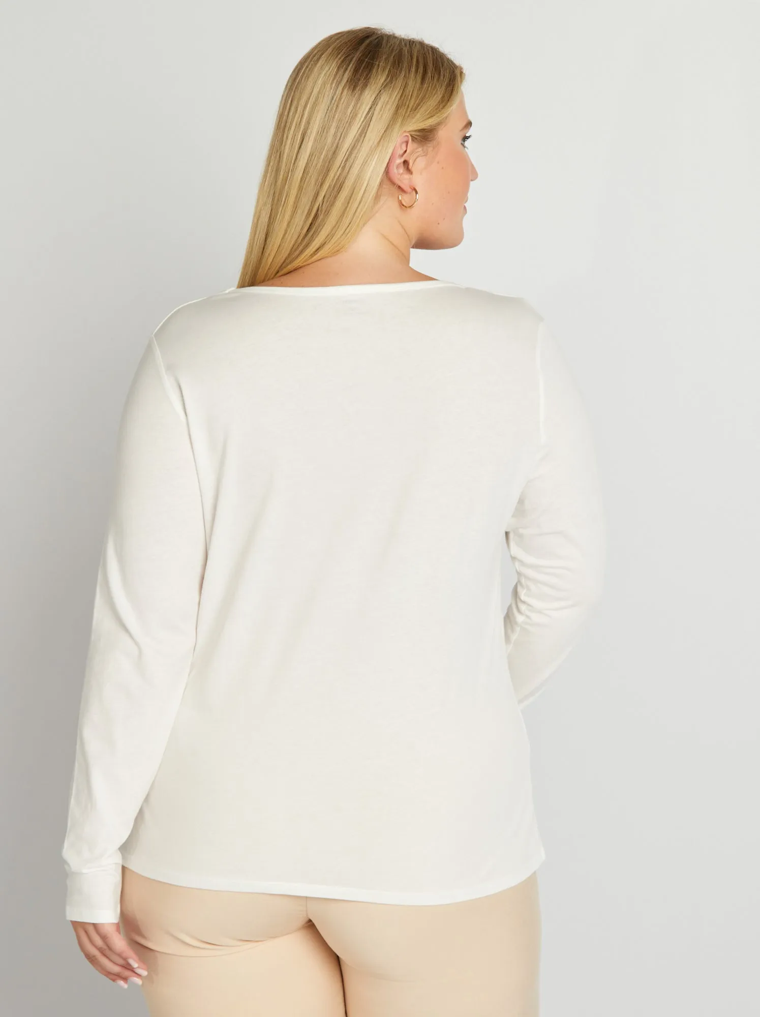 T-shirt in jersey con scollo tondo - Bianco