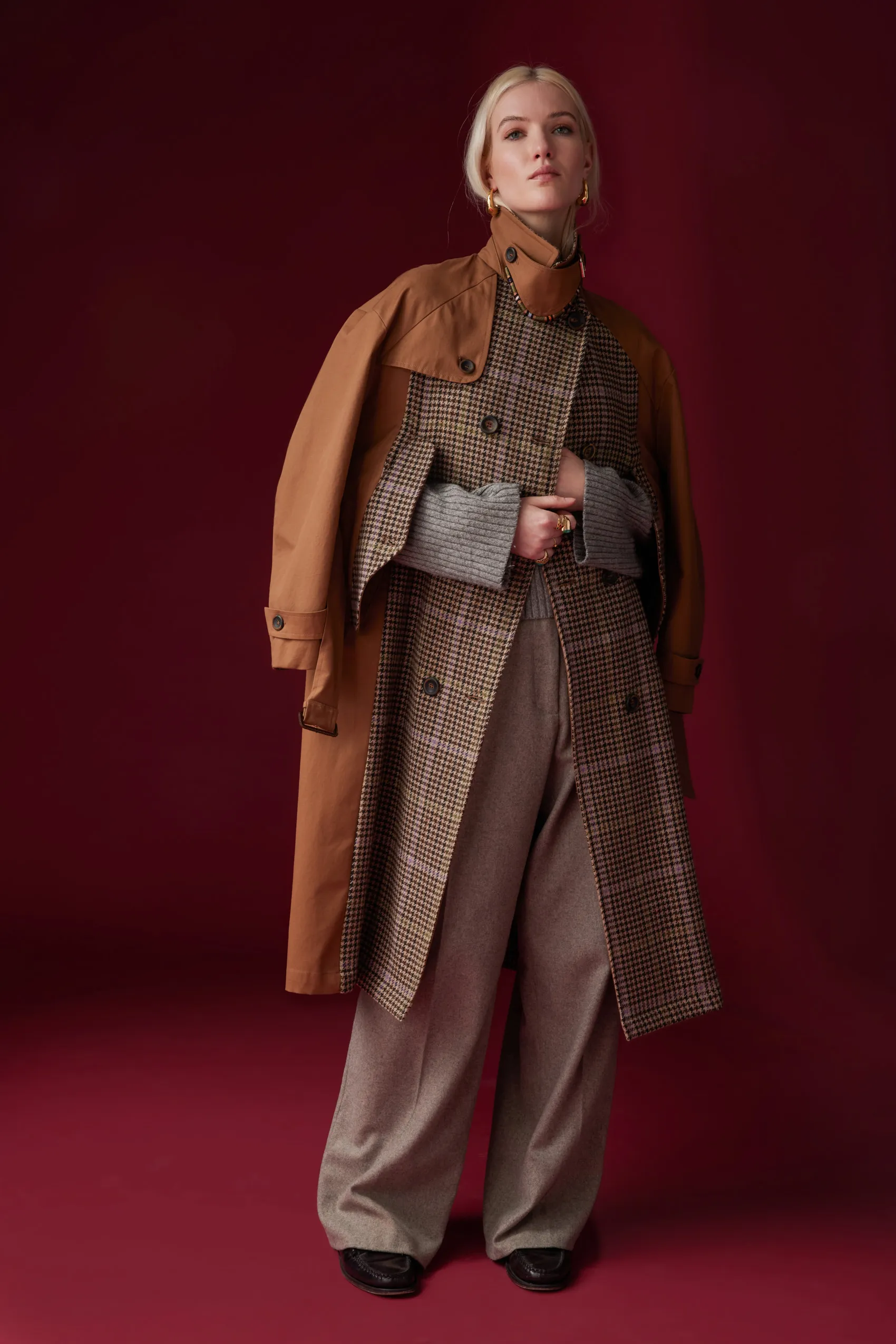 Trench in cotone misto lana 