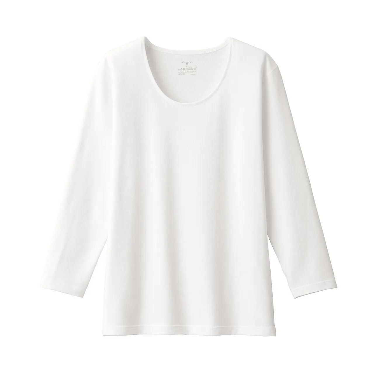 T‐shirt a maniche lunghe con scollo a U in cotone spesso 18338