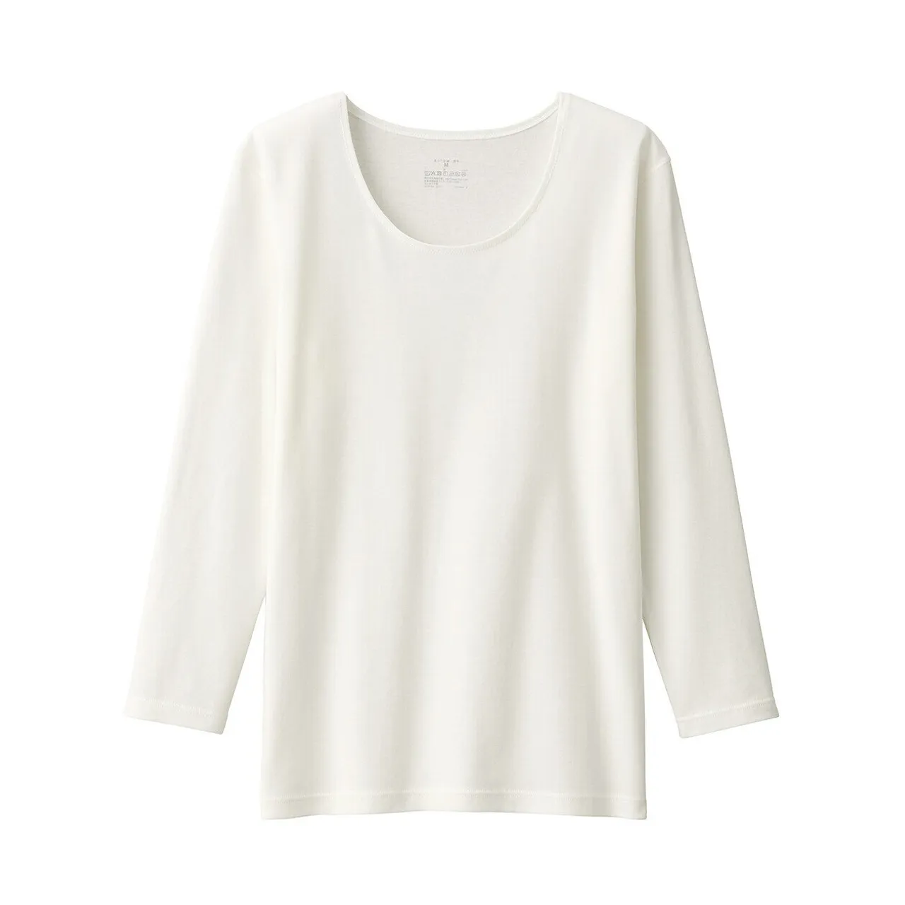 T‐shirt a maniche lunghe con scollo a U in cotone spesso donna